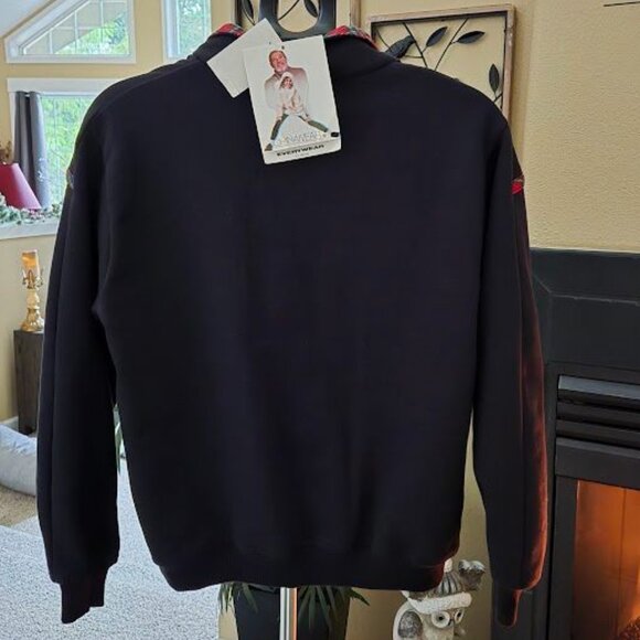 NWT Vintage Chinawear by Morsly black / plaid embroidered sweatshirt sz medium - Picture 2 of 3